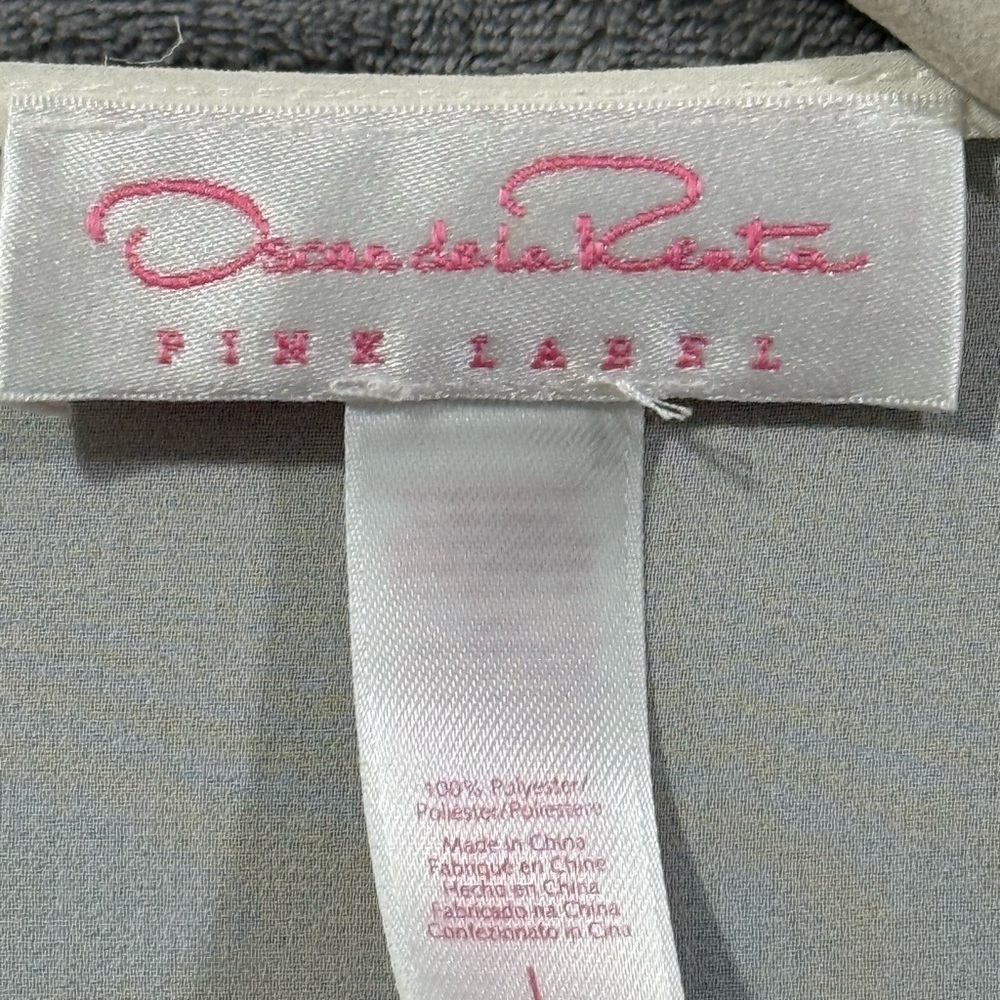 Oscar Dela Renta Pink Label White Sheer Robe Ruffle Trim Women’s Size L - Picture 2 of 8